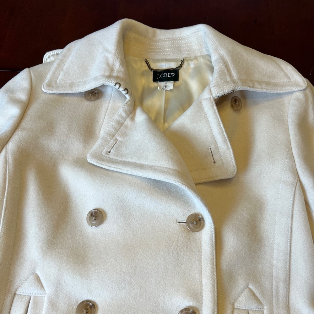 *FIRM PRICE* J. CREW CREAM WOOL PEA COAT - Picture 9 of 9